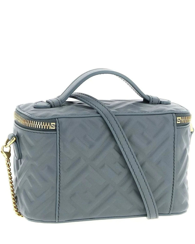 Fendi Makeup Bag in blue, Lamb Leather — view 2