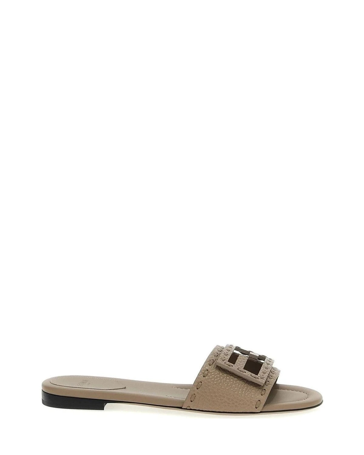 Fendi Slides in gray, Calfskin Leather