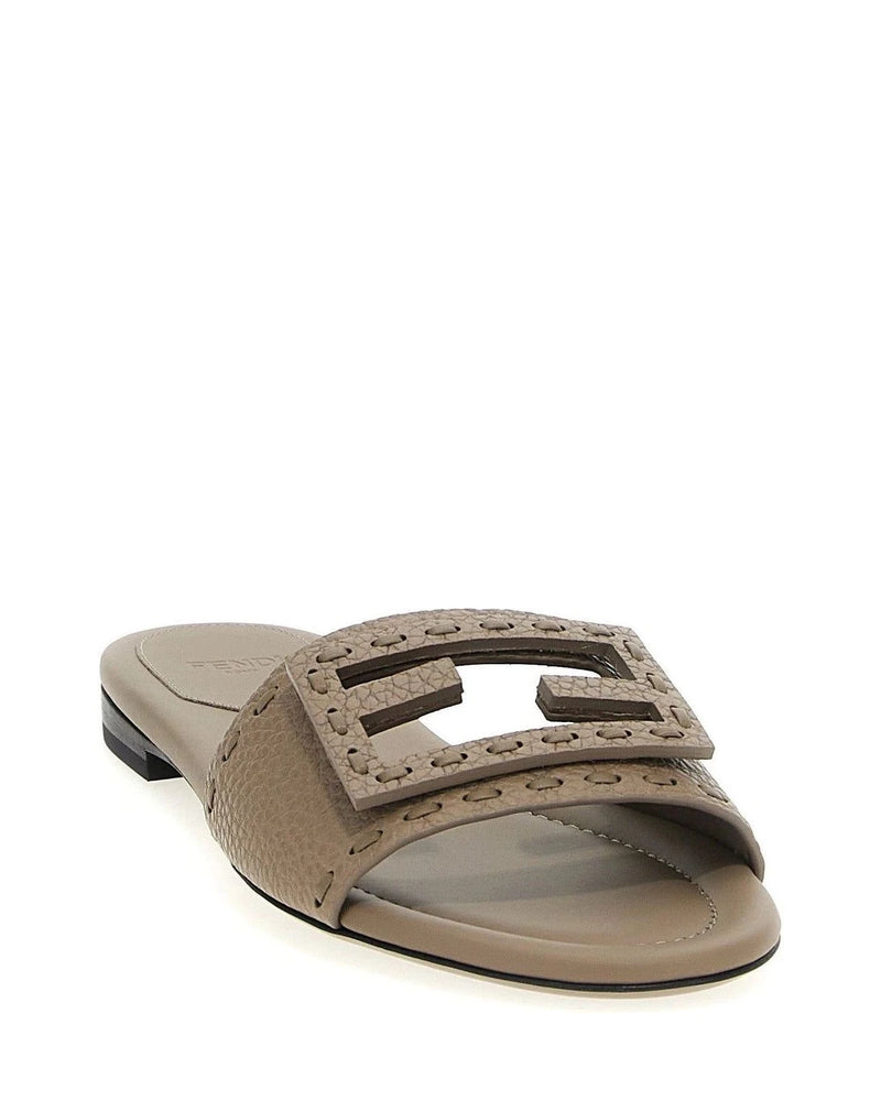 Fendi Slides in gray, Calfskin Leather — view 2