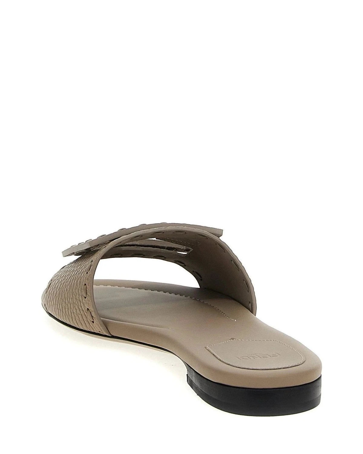 Fendi Slides in gray, Calfskin Leather — view 3
