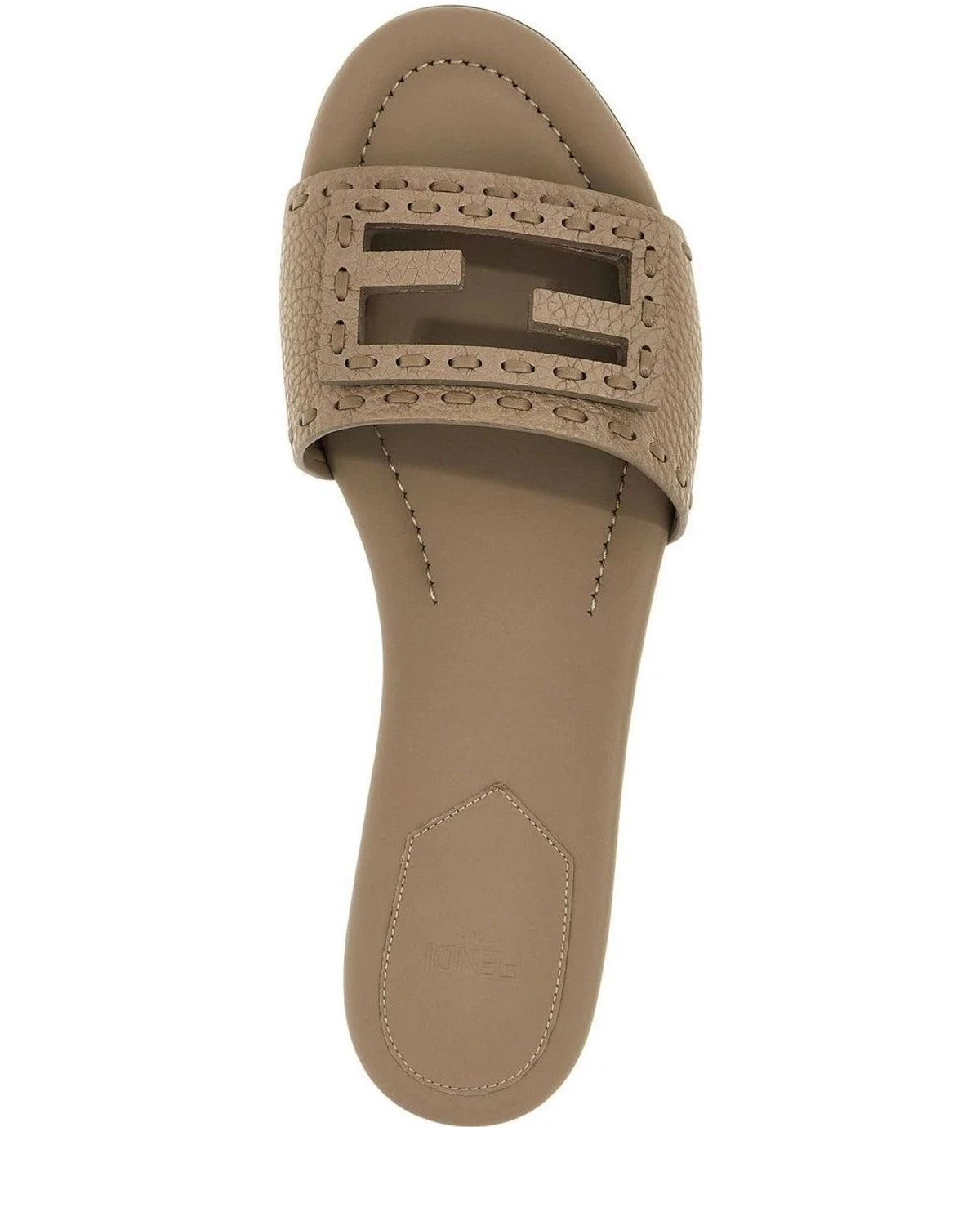 Fendi Slides in gray, Calfskin Leather — view 4