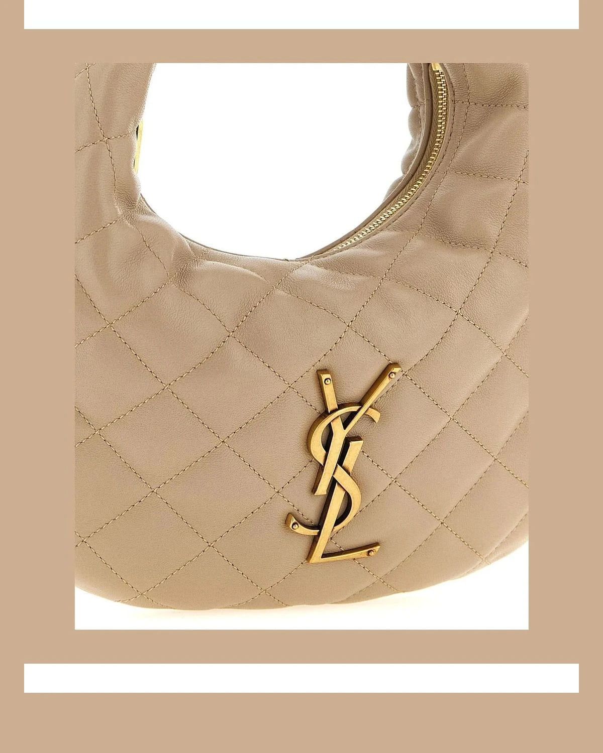 Saint Laurent Hobo Bag in beige, Lamb Leather — view 3