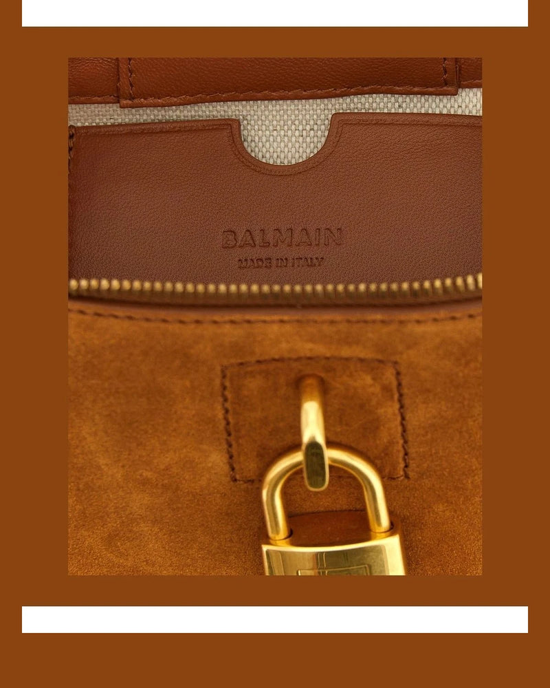 Balmain Satchel Bag in brown, Calfskin Leather — view 4