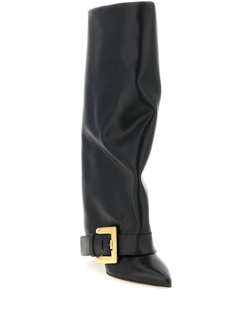 Balmain Knee High Boots in black, Calfskin Leather — view 2