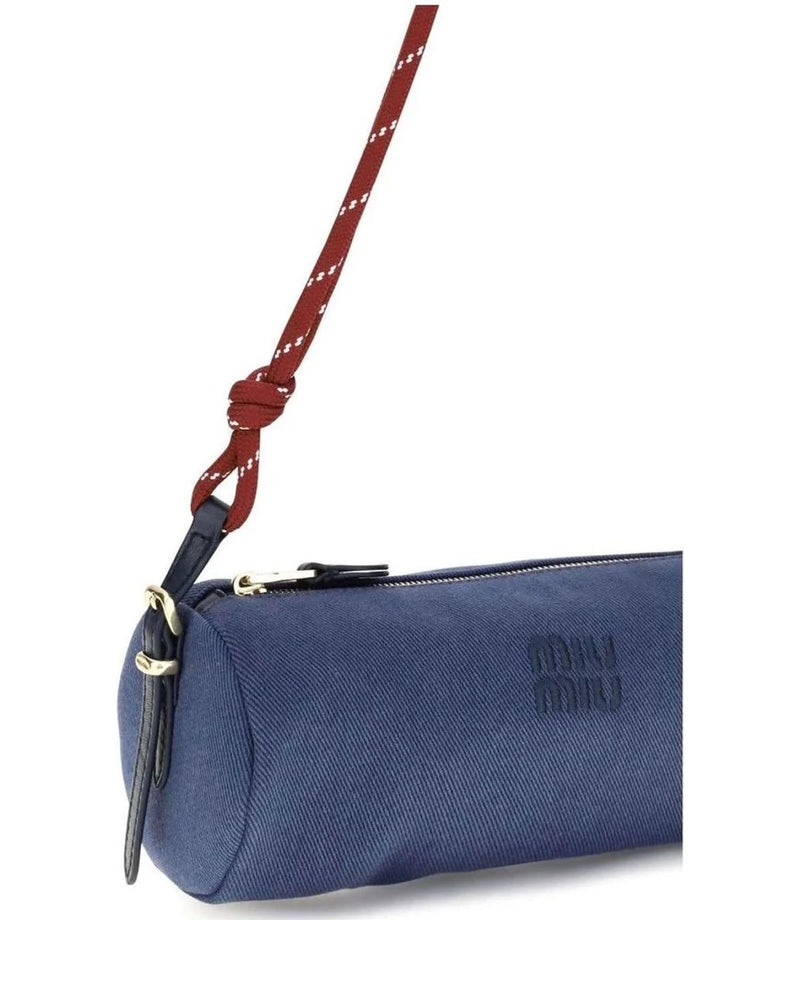 Miu Miu Cross Body Bag in blue, Cotton — view 4