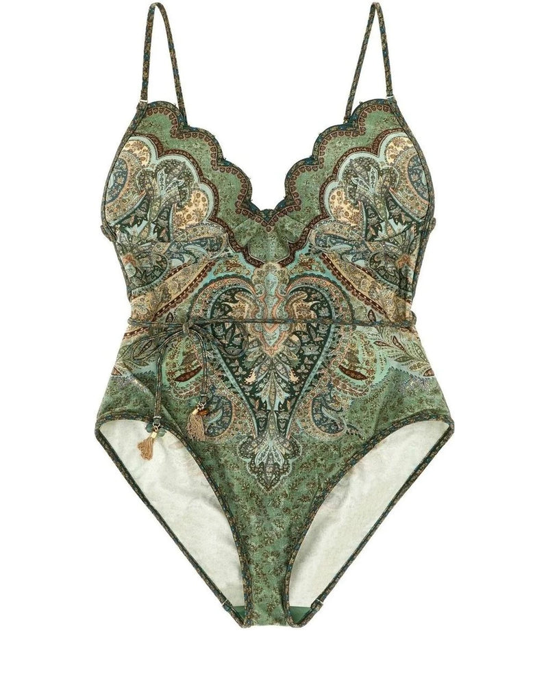 Zimmermann One-Piece Swimsuit in green, Polyamide