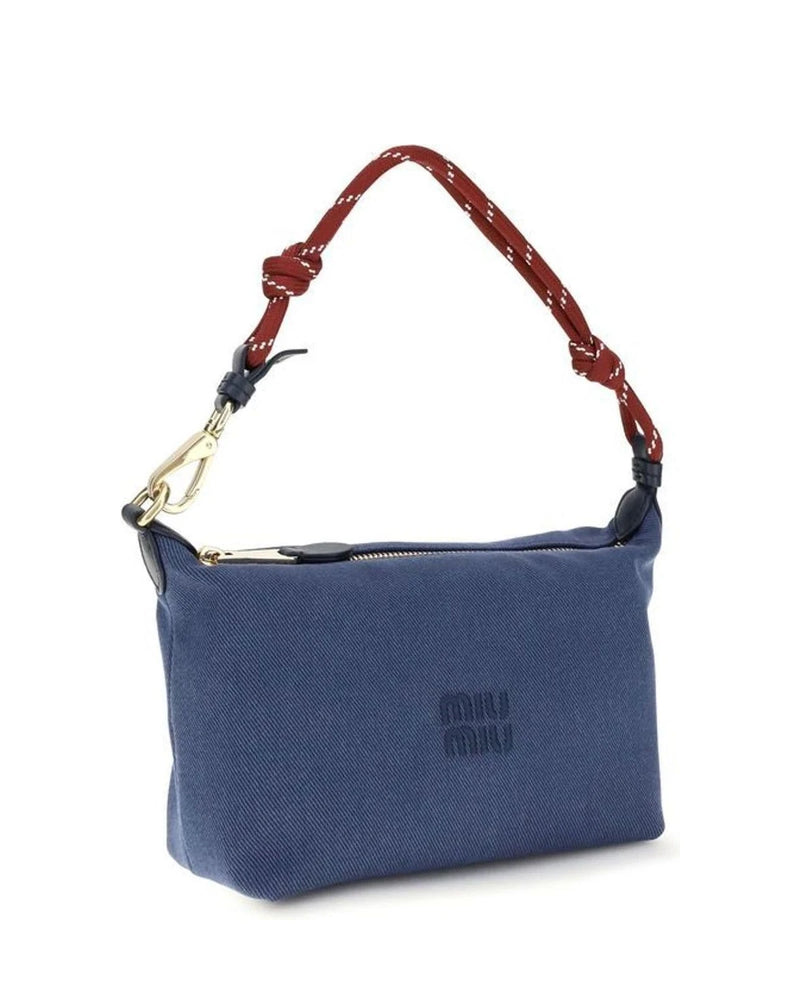 Miu Miu Shoulder Bag in blue, Cotton — view 2