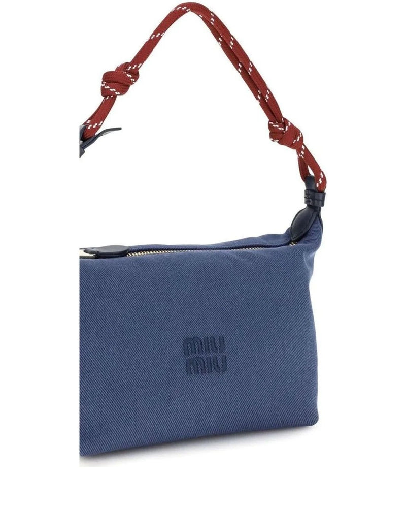 Miu Miu Shoulder Bag in blue, Cotton — view 4