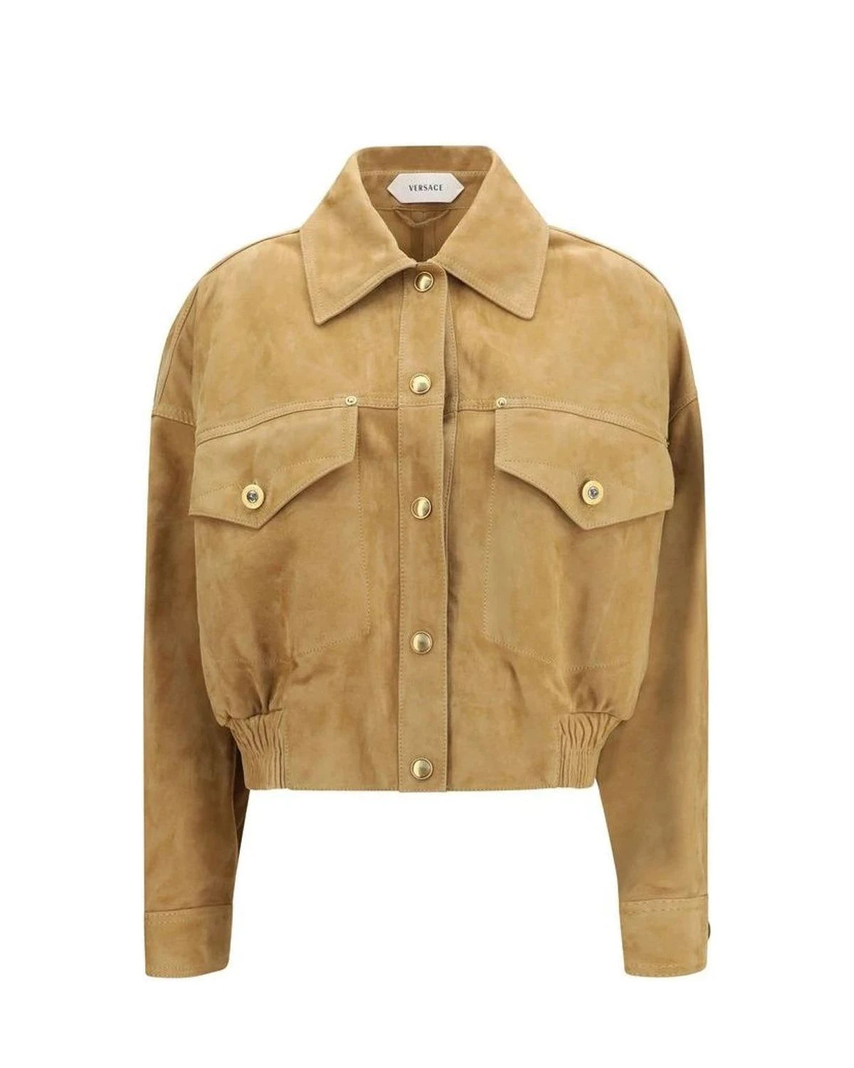 Versace Beige Lambskin Bomber Jacket