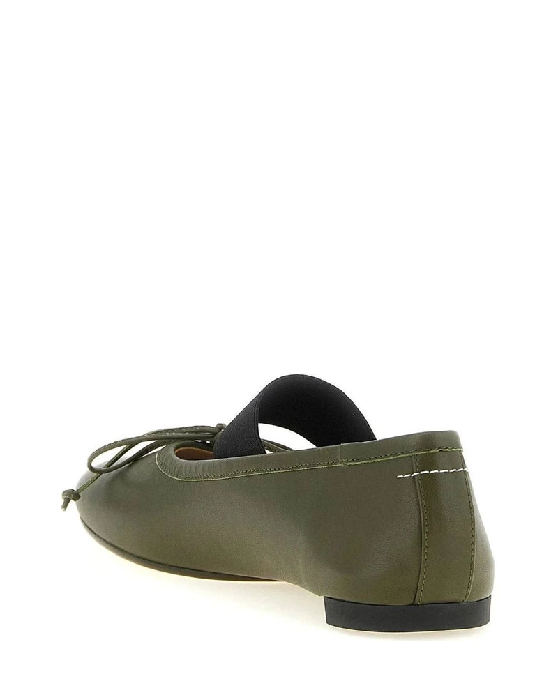 MM6 Maison Margiela Ballet Flats in green, Sheepskin Leather — view 3