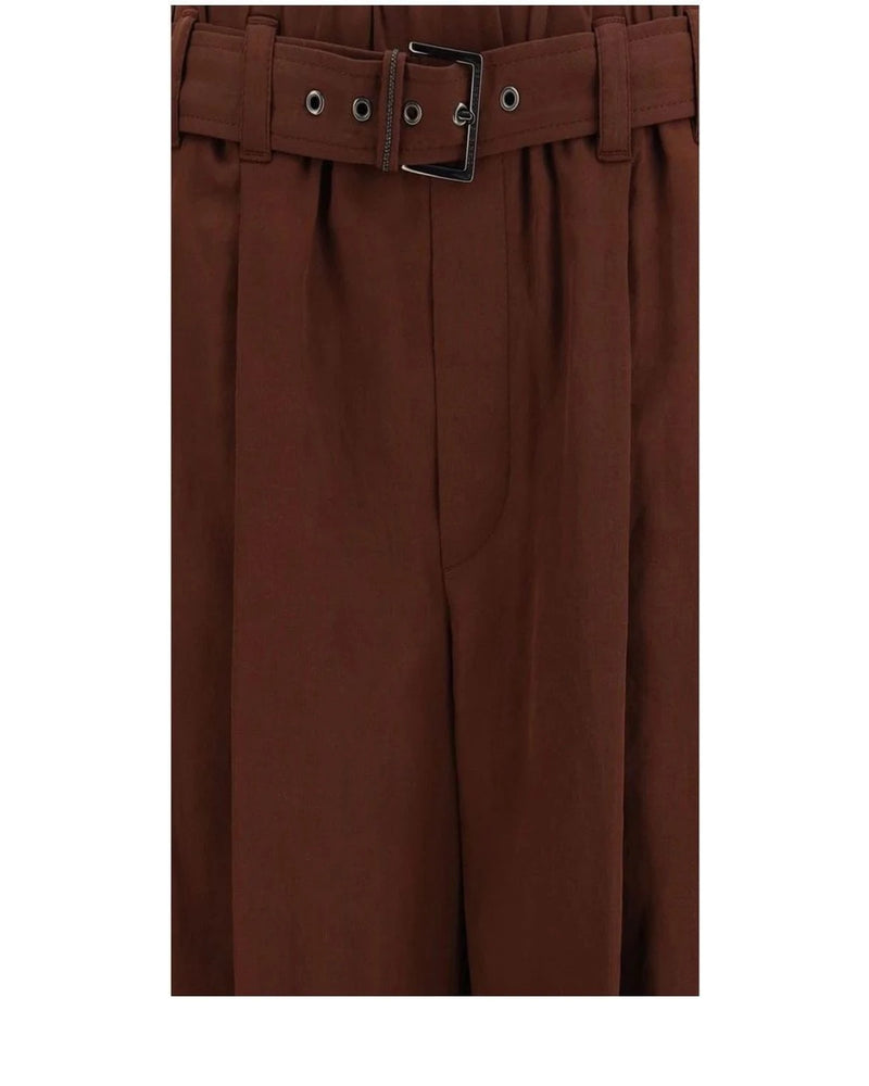 Brunello Cucinelli Palazzo Pant in brown, Cotton — view 3