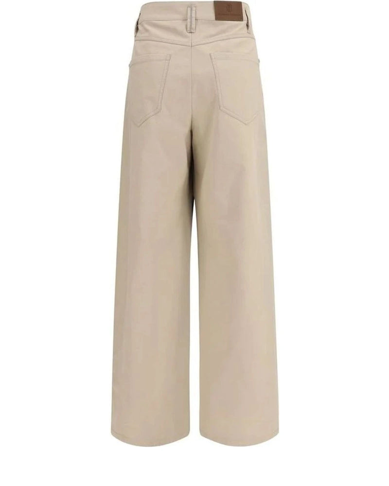 Brunello Cucinelli Palazzo Pant in beige, Cotton — view 2