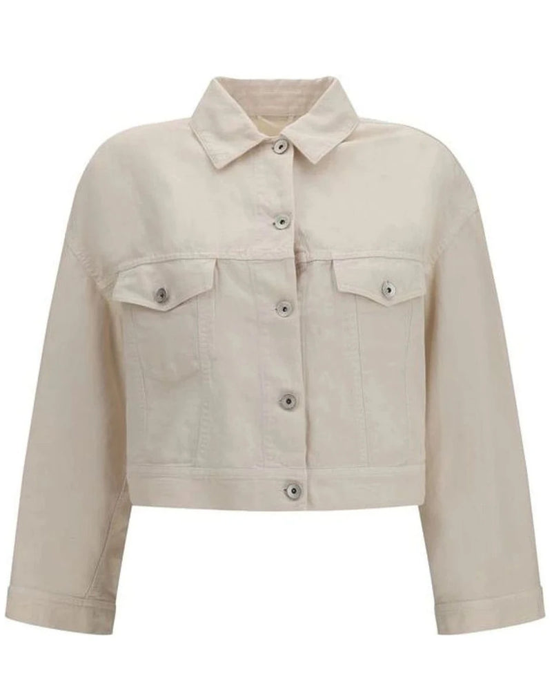 Brunello Cucinelli Trucker Jacket in white, Cotton