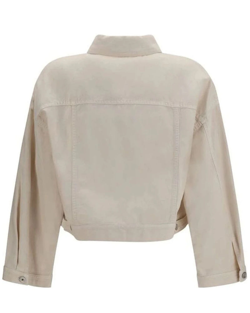 Brunello Cucinelli Trucker Jacket in white, Cotton — view 2