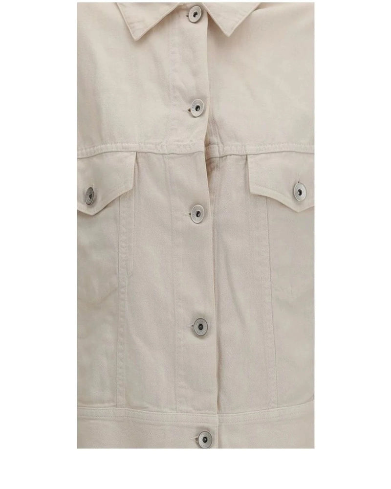 Brunello Cucinelli Trucker Jacket in white, Cotton — view 3