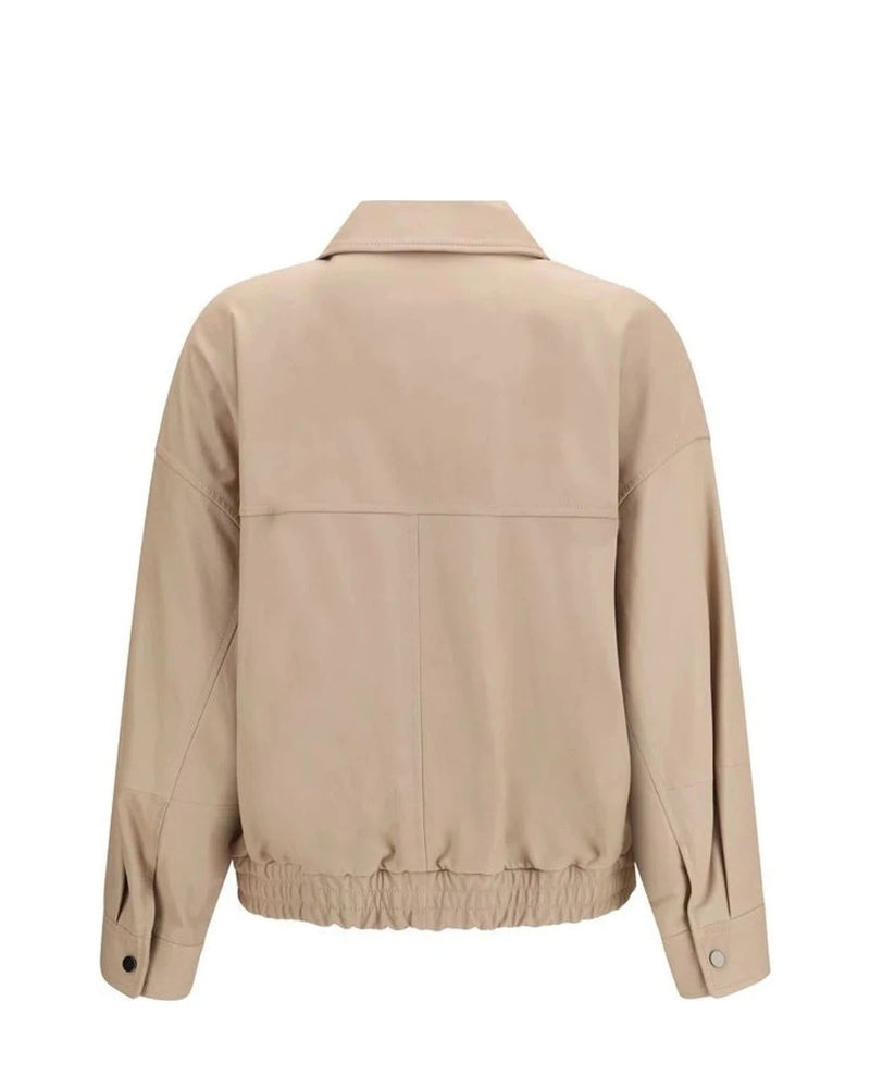 Brunello Cucinelli Trucker Jacket in beige, Leather — view 2