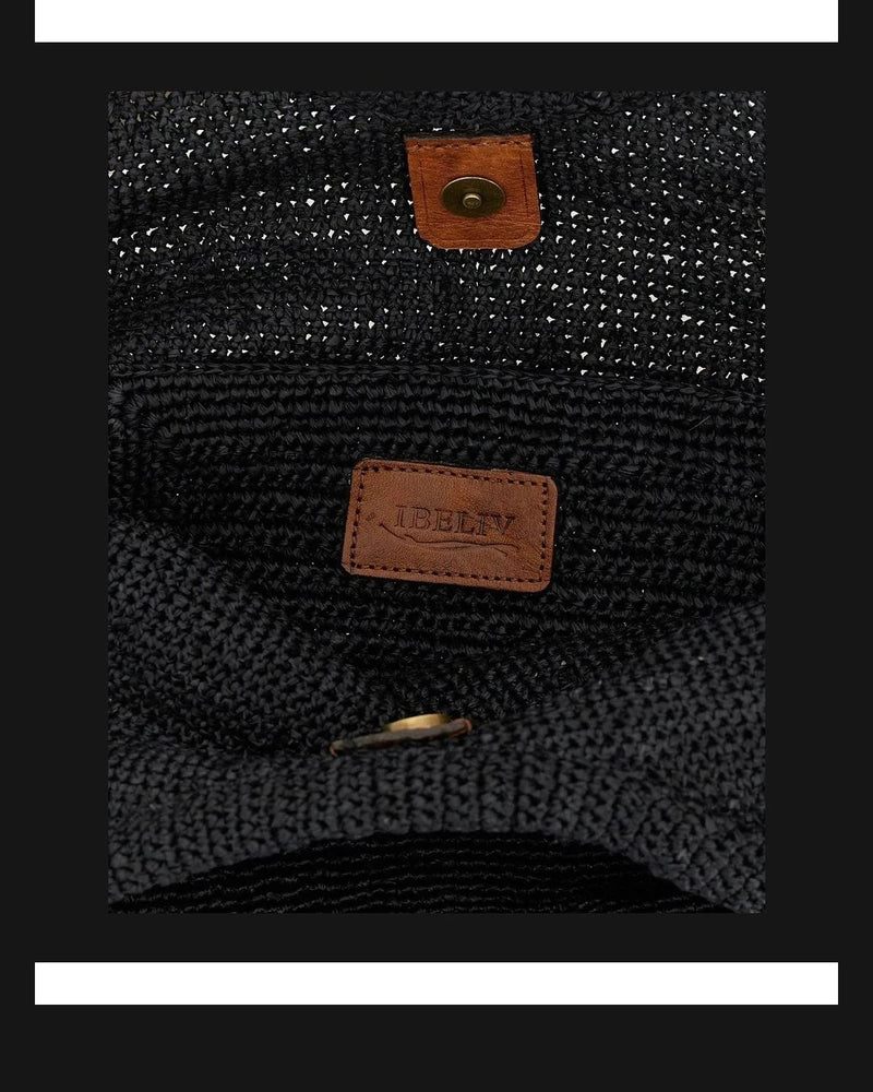 Ibeliv Tote Bag in black, Raffia — view 4