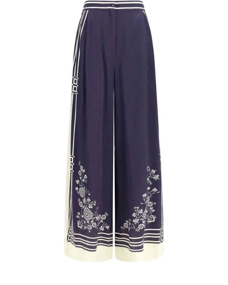 Alemais Palazzo Pant in blue, Silk