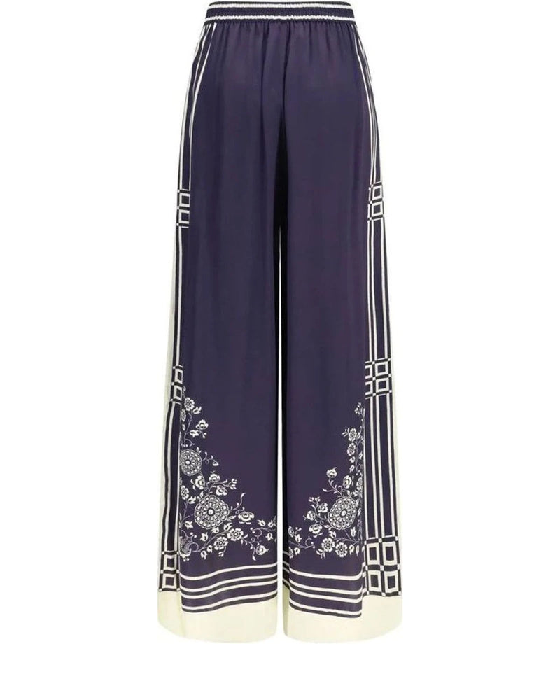 Alemais Palazzo Pant in blue, Silk — view 2