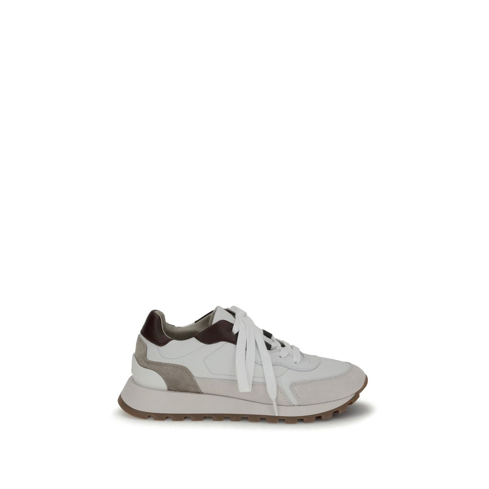 Brunello Cucinelli Leather Sneakers with Shiny Details Glam Steals