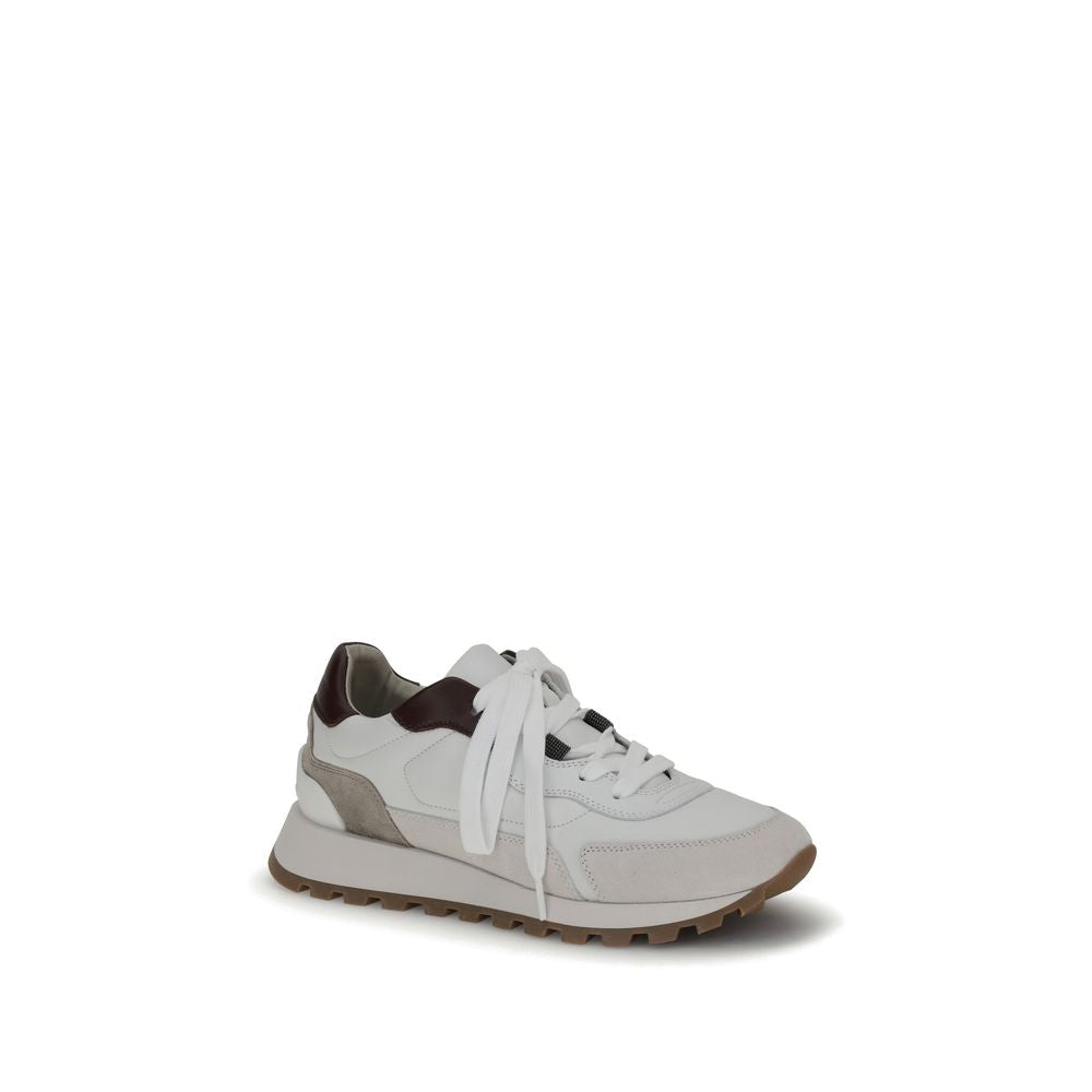 Brunello Cucinelli Leather Sneakers with Shiny Details Glam Steals