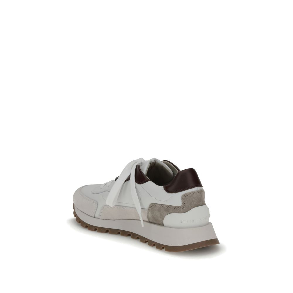 Brunello Cucinelli Leather Sneakers with Shiny Details Glam Steals