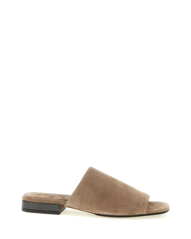 Brunello Cucinelli Slides in brown, Calfskin Leather