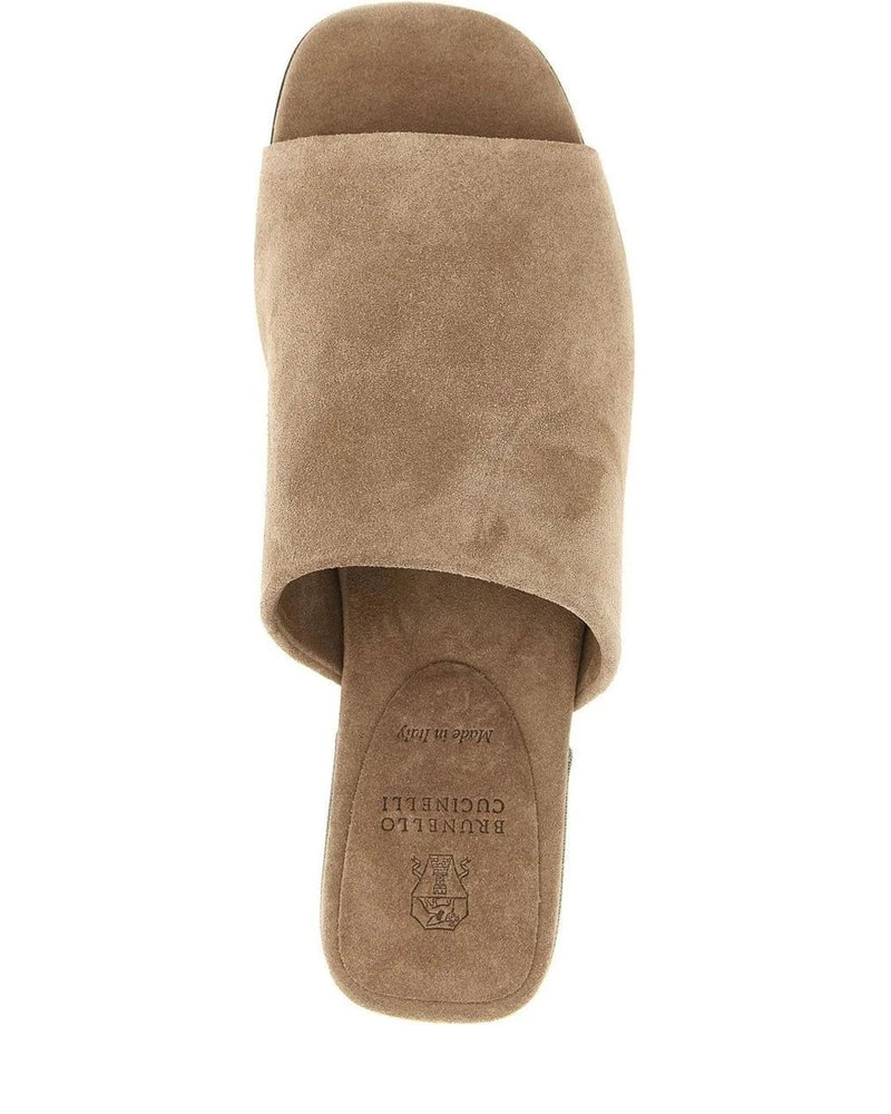 Brunello Cucinelli Slides in brown, Calfskin Leather — view 4
