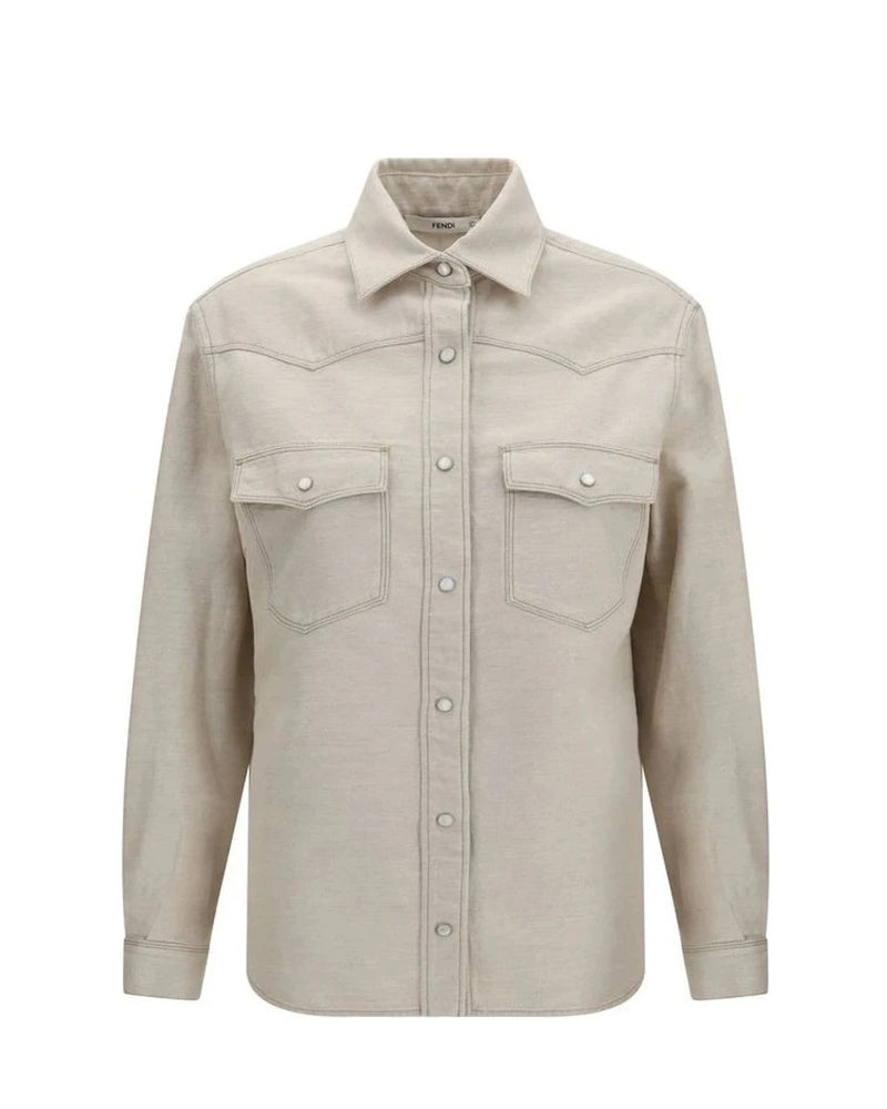 Fendi Dress Shirt in beige, Cotton