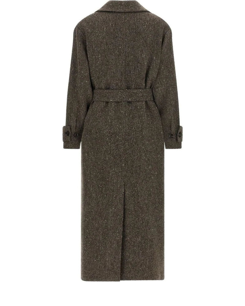 Kiton Wrap Coat in brown — view 2