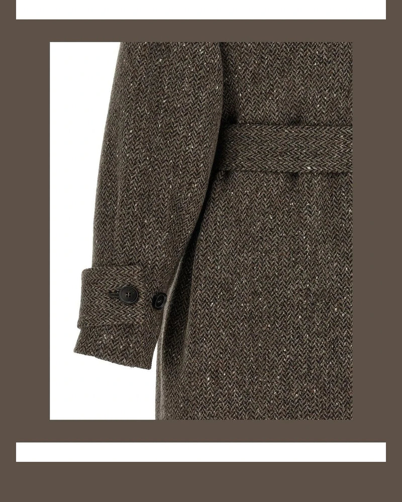 Kiton Wrap Coat in brown — view 4