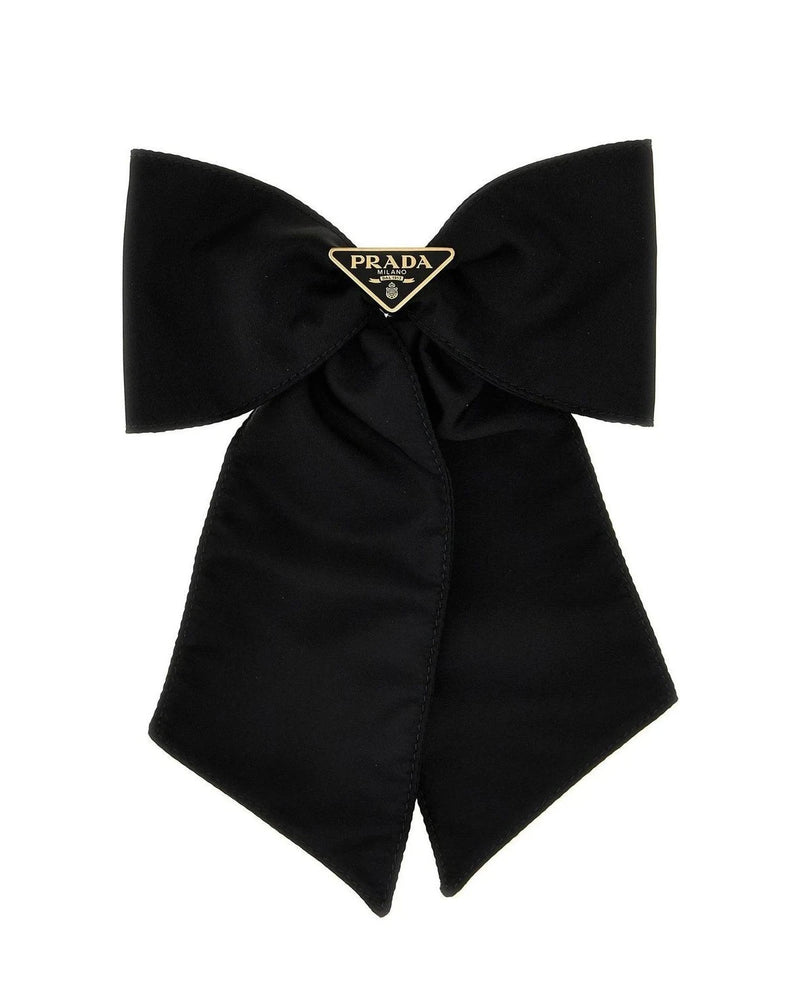 Prada Hair Bows & Bow Clip in black, Brass
