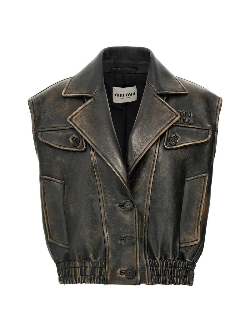 Miu Miu Bolero Jacket in brown, Lamb Leather