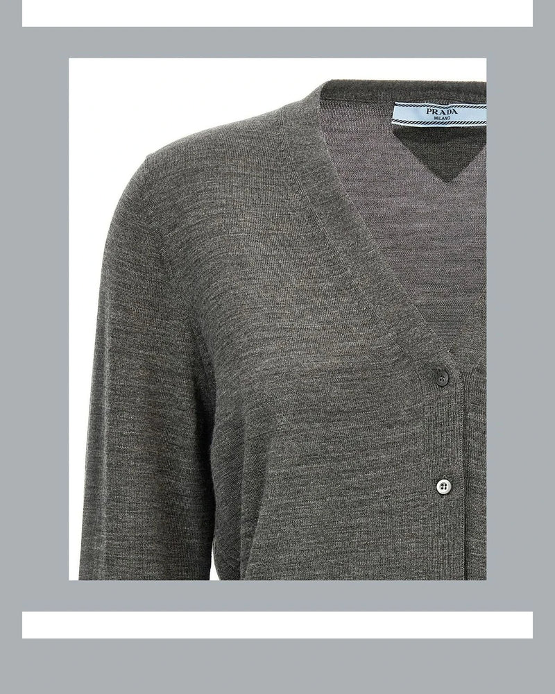 Prada Cardigan in gray, Virgin Wool — view 3