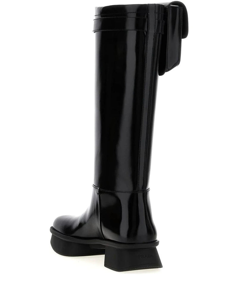 Prada Knee High Boots in black, Calfskin Leather — view 3