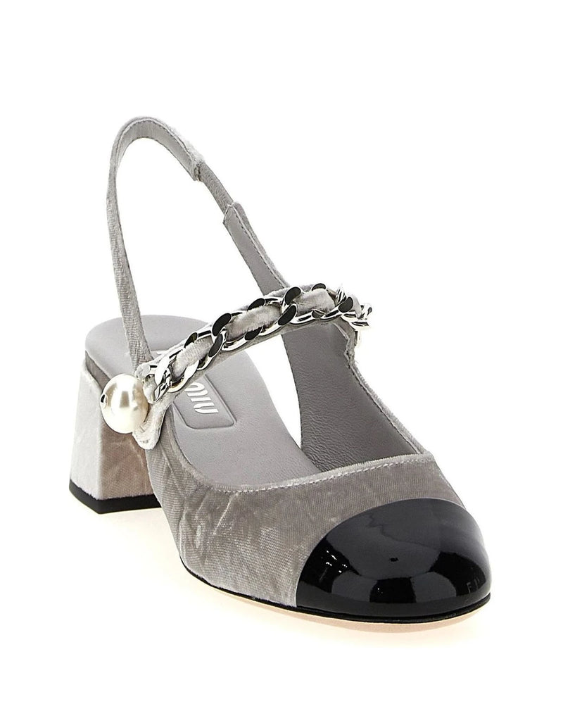 Miu Miu Pumps in silver, Calfskin Leather — view 2
