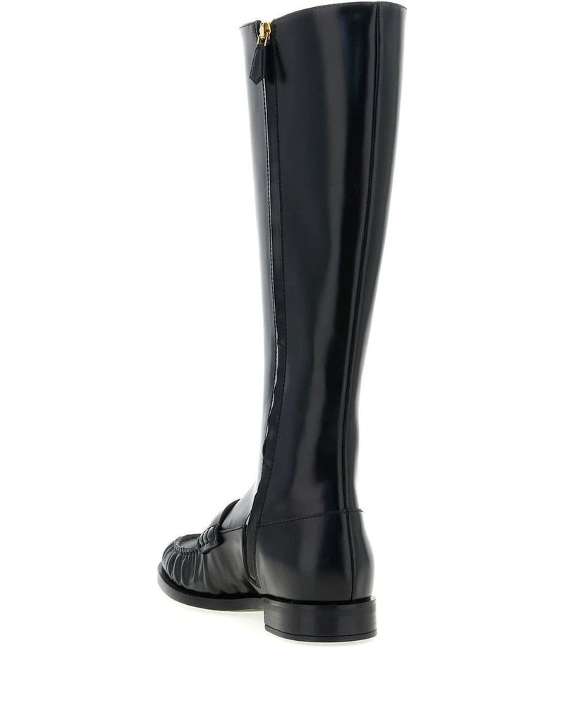 Prada Knee High Boots in black, Calfskin Leather — view 3
