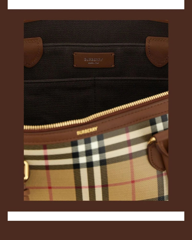 Burberry Satchel Bag in beige, Cotton — view 4