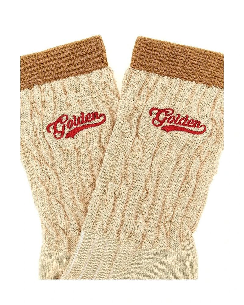 Golden Goose Crew Sock in beige, Cotton — view 3