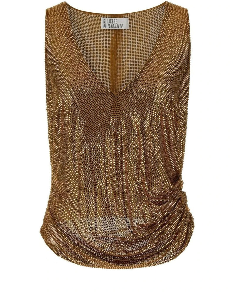 Giuseppe Di Morabito Tank Top in gold, Polyamide — view 2