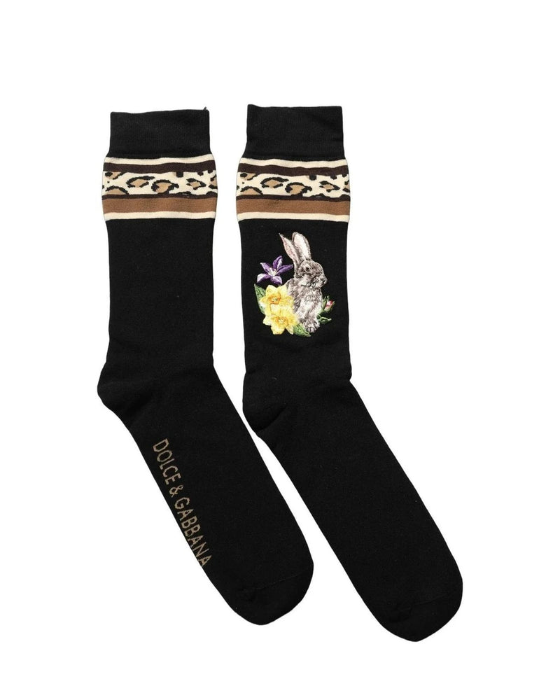 Dolce & Gabbana Crew Sock in black, Virgin Wool — view 2