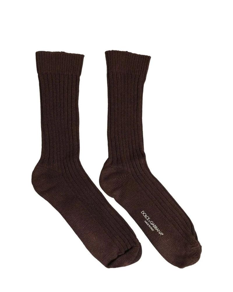 Dolce & Gabbana Crew Sock in brown, Wool