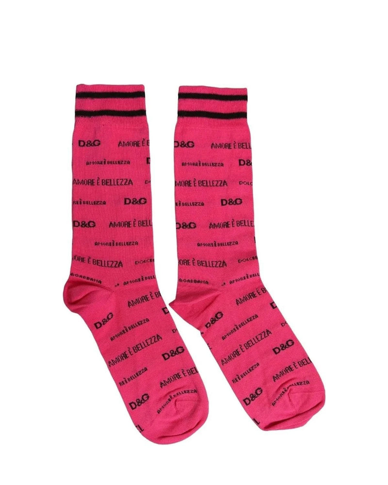Dolce & Gabbana Crew Sock in pink, Cotton — view 4