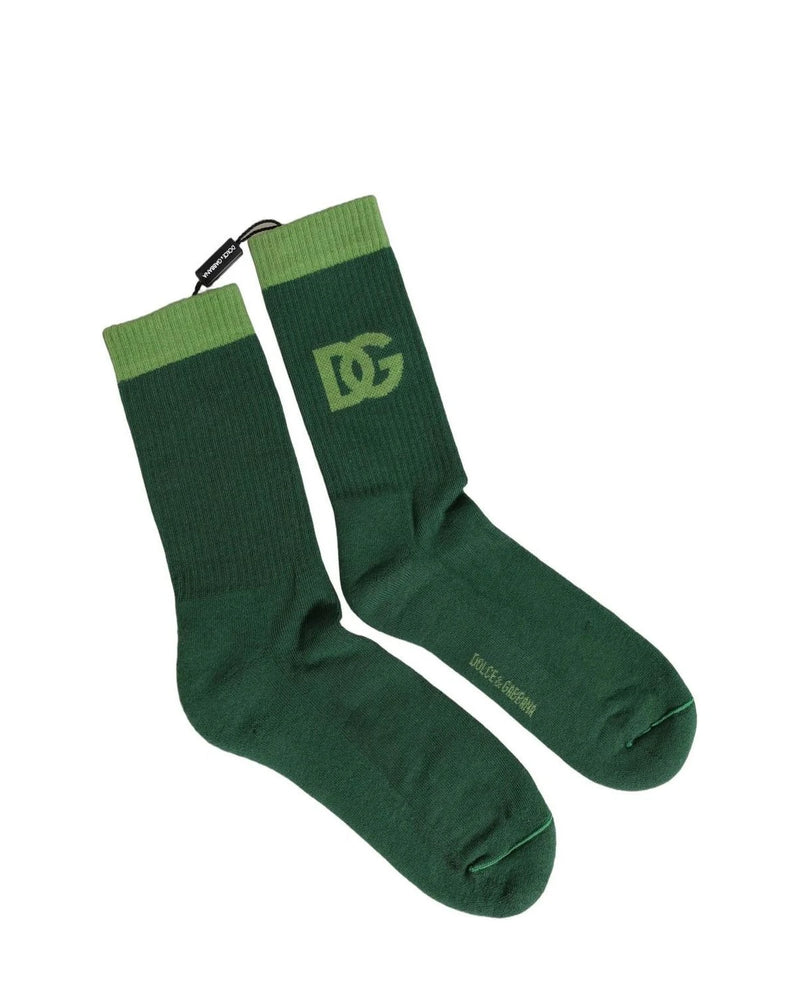 Dolce & Gabbana Crew Sock in green, Cotton