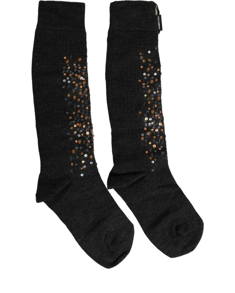 Dolce & Gabbana Knee Sock in gray, Wool — view 3