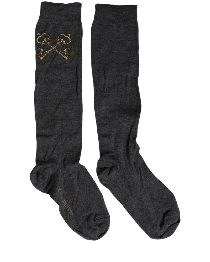 Dolce & Gabbana Knee Sock in gray, Virgin Wool — view 3