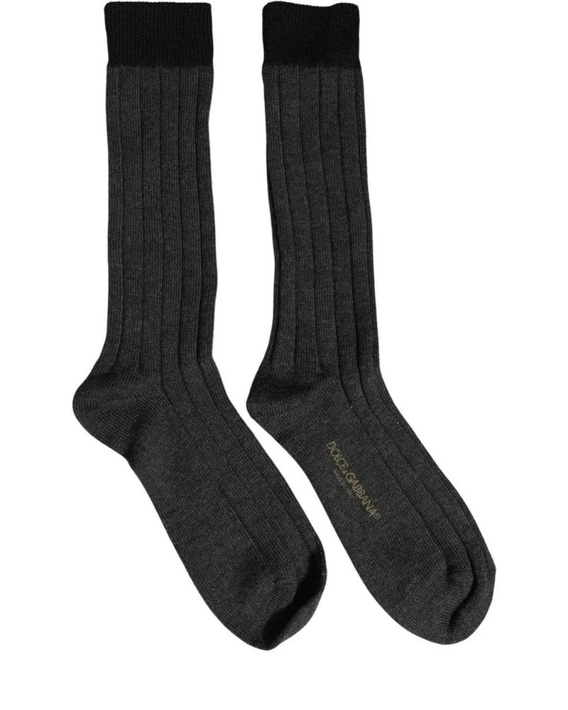 Dolce & Gabbana Knee Sock in gray, Wool — view 5
