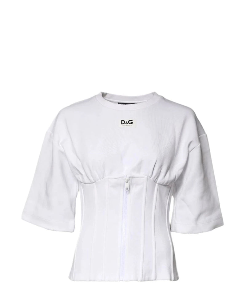 Dolce & Gabbana Corset Top in white, Cotton — view 6
