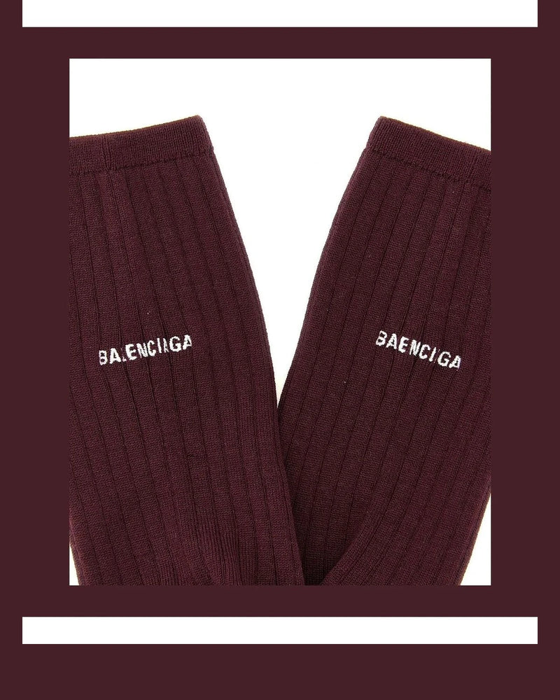 Balenciaga Crew Sock in red, Wool — view 3
