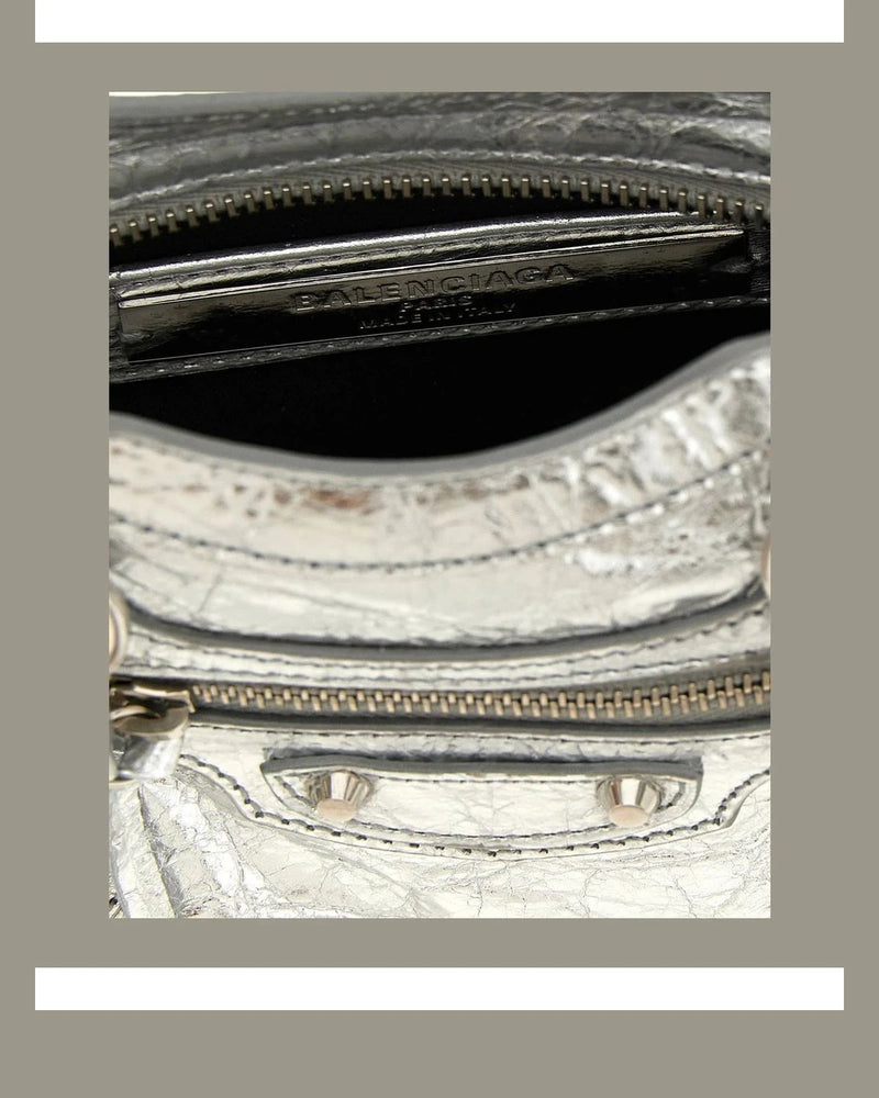 Balenciaga Cross Body Bag in silver, Lamb Leather — view 4
